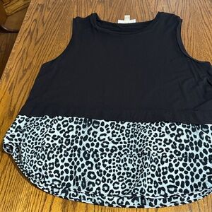 Michael Kors Black Top with Animal Print Accent